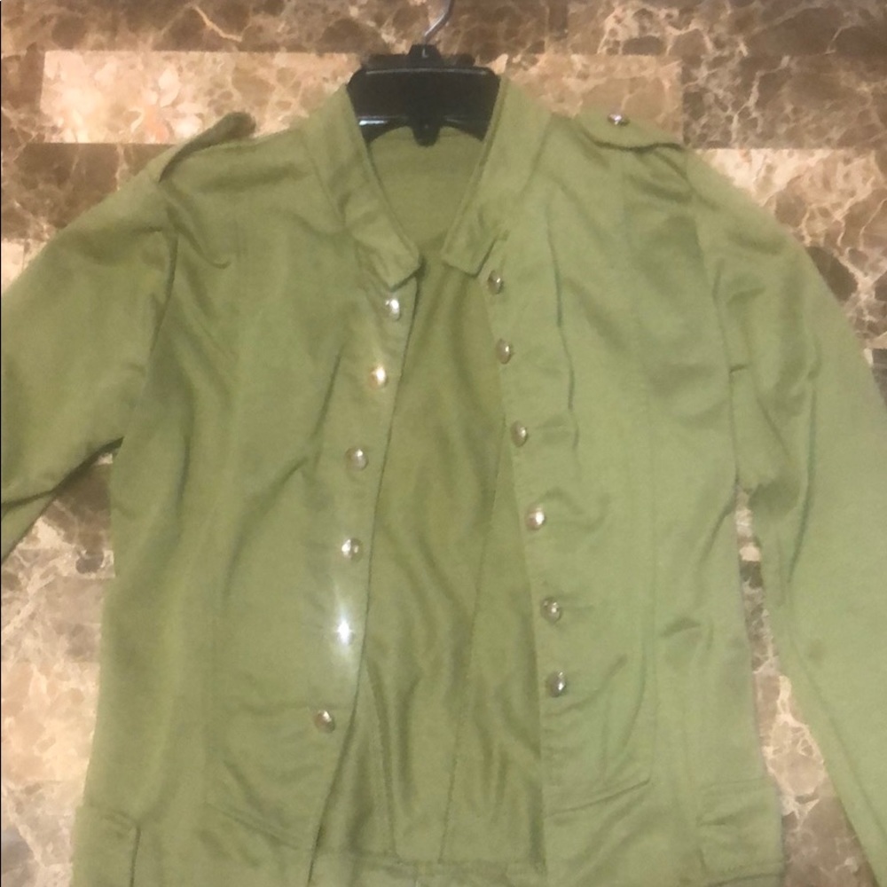 Olive marine styled short thin jacket